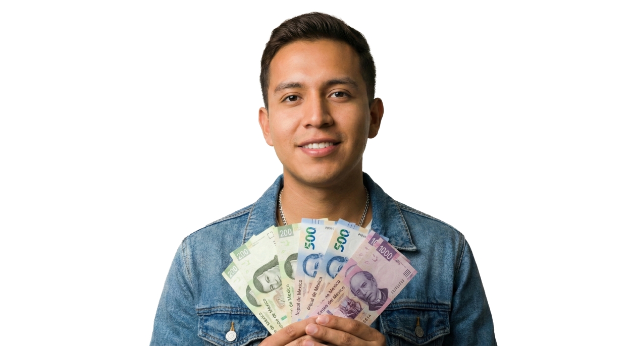 Hombre con billetes – Remesa Segura HEB